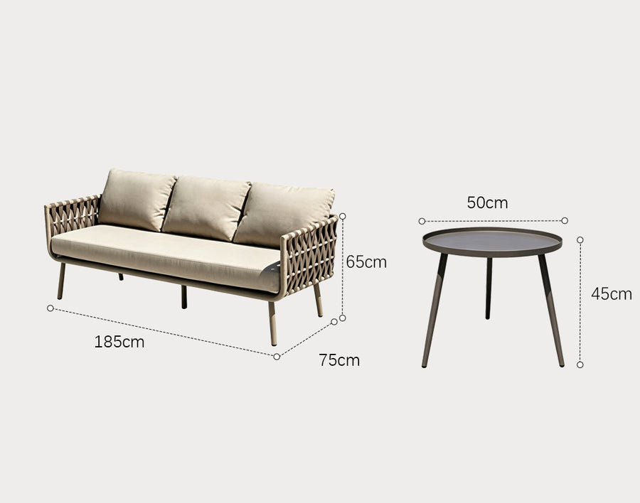 Kenneth Outdoor Sofa Set (Armchair x 2 + Sofa + Coffee Table) in a modern UK home