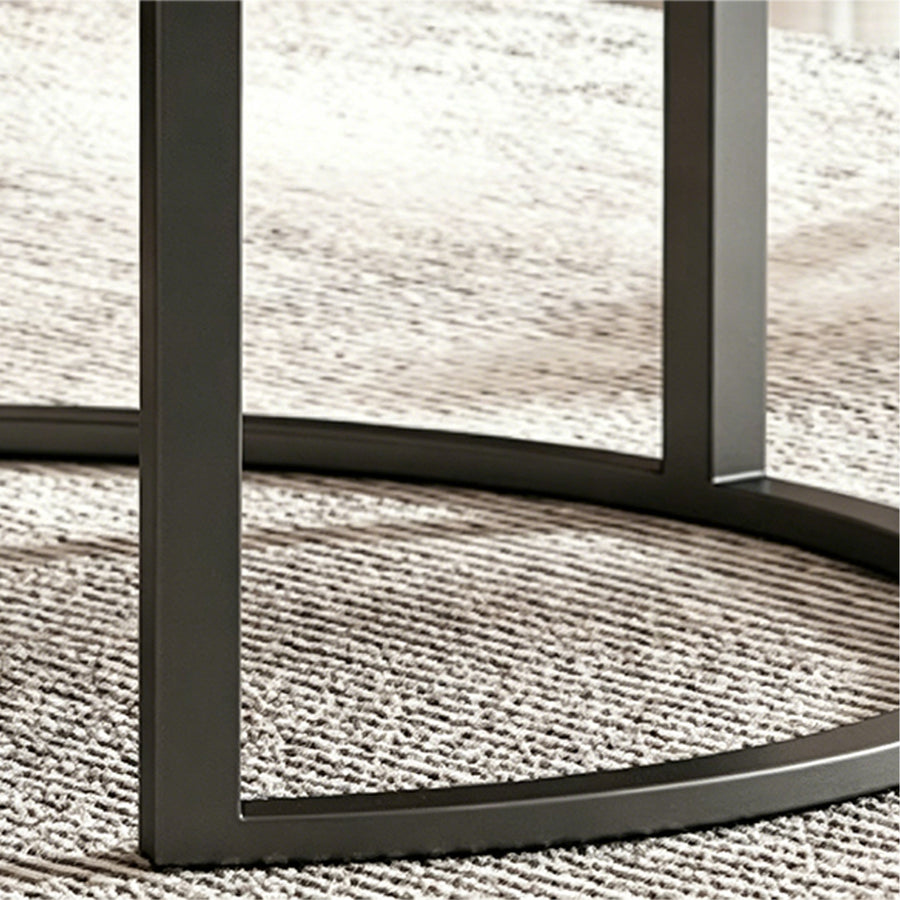 Kev Nesting Coffee Table With Ottoman, Glass