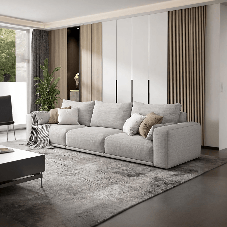 Koch Two Seater Sofa, Three Seater Sofa, Linen lifestyle view with two seater sofa set