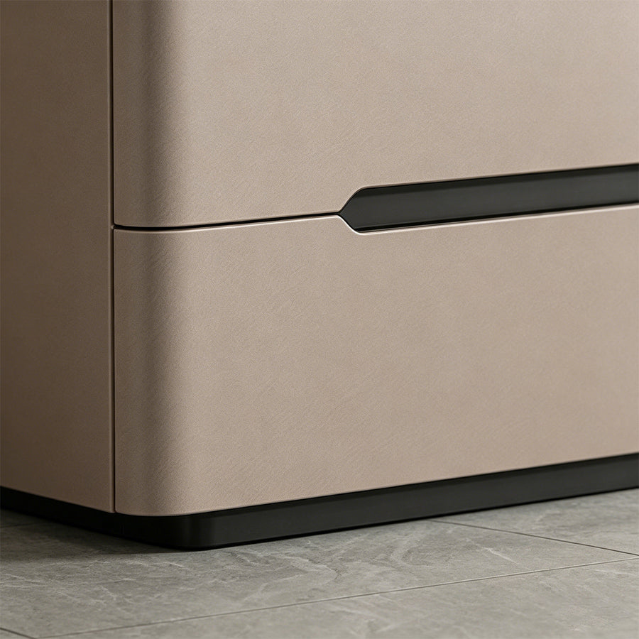 Koro Art Deco Bedside Table detail view for leather bedside table UK