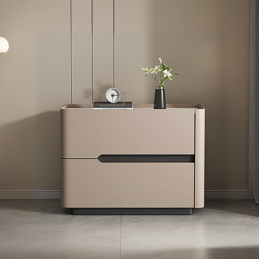 Koro Art Deco Bedside Table - leather bedside table UK