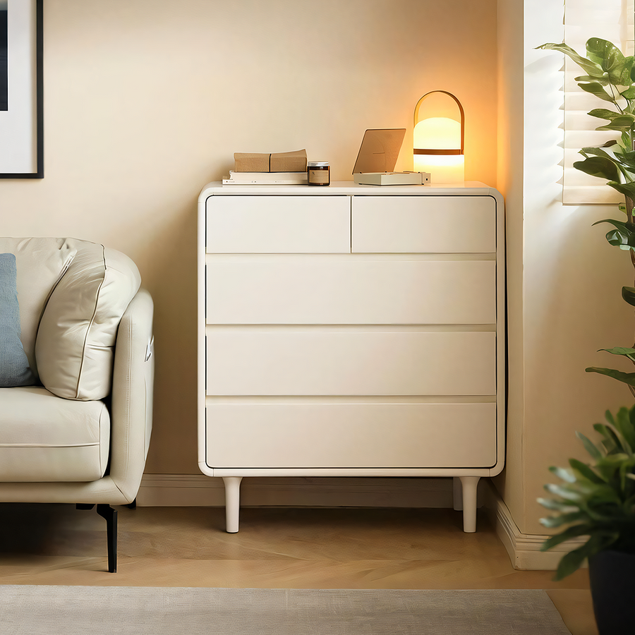 Lance Cabinet, White & Wood - wooden storage cabinet UK