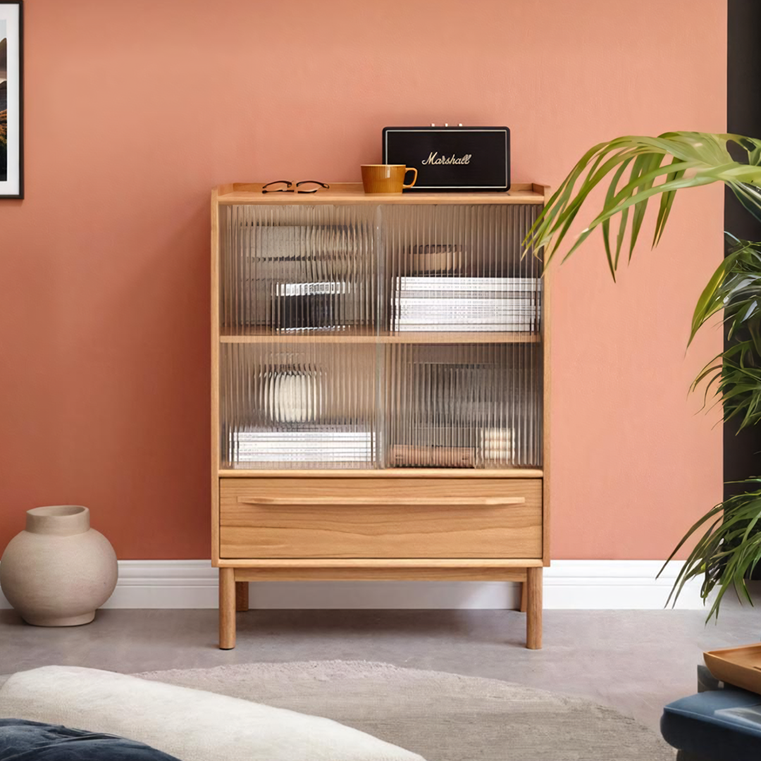 Laura Sideboard with Glass Door and Drawer, Oak - laura sideboard glass door glass sideboard UK