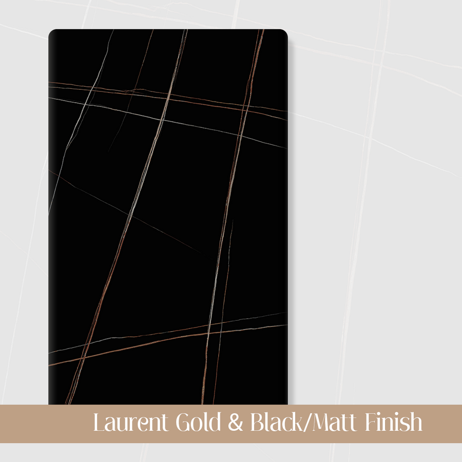 Laurent Gold &amp; Black_Matt Finish (Sintered Stone) - modern furniture UK