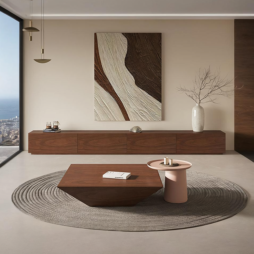 Modern Walnut TV Stand with Coffee Table for Minimalist Homes tv stand ...