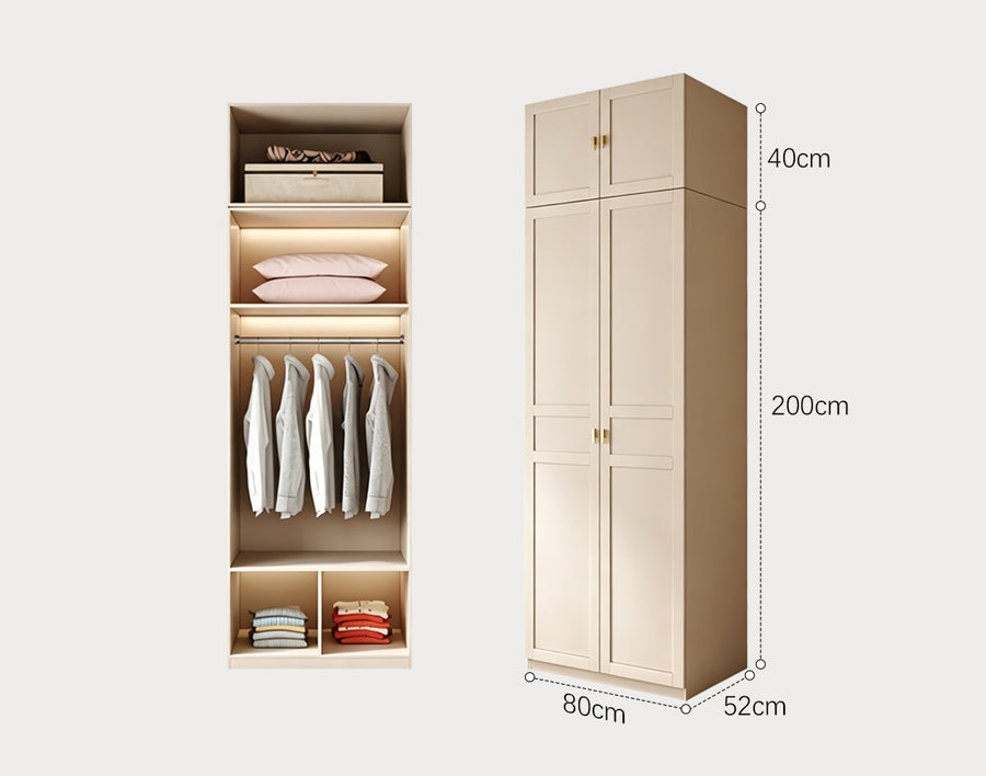 Leclerc Tall Wooden Wardrobe, Cream
