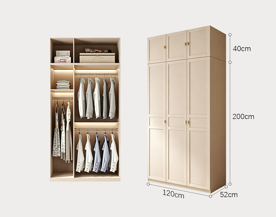 Leclerc Tall Wooden Wardrobe, Cream