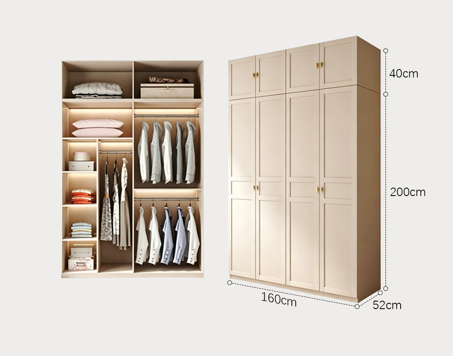 Leclerc Tall Wooden Wardrobe, Cream
