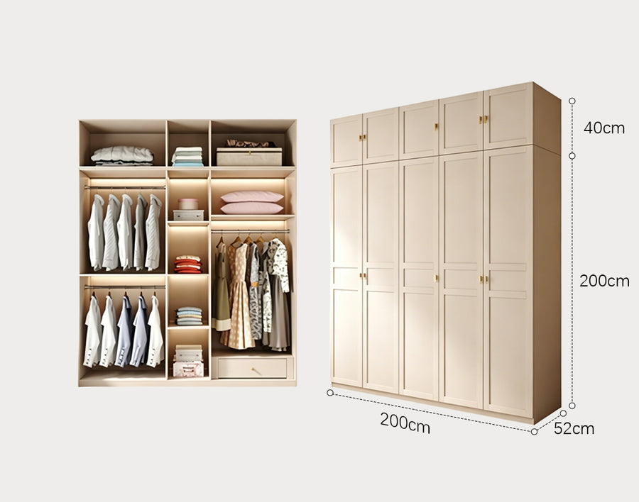 Leclerc Tall Wooden Wardrobe, Cream - leclerc tall wooden wardrobe UK