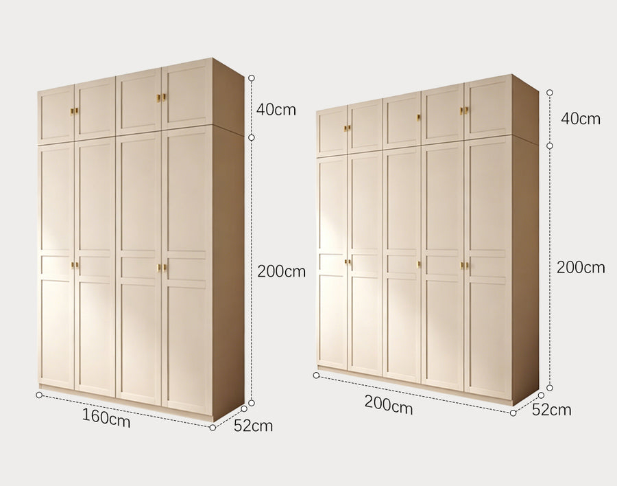 Leclerc Tall Wooden Wardrobe, Cream