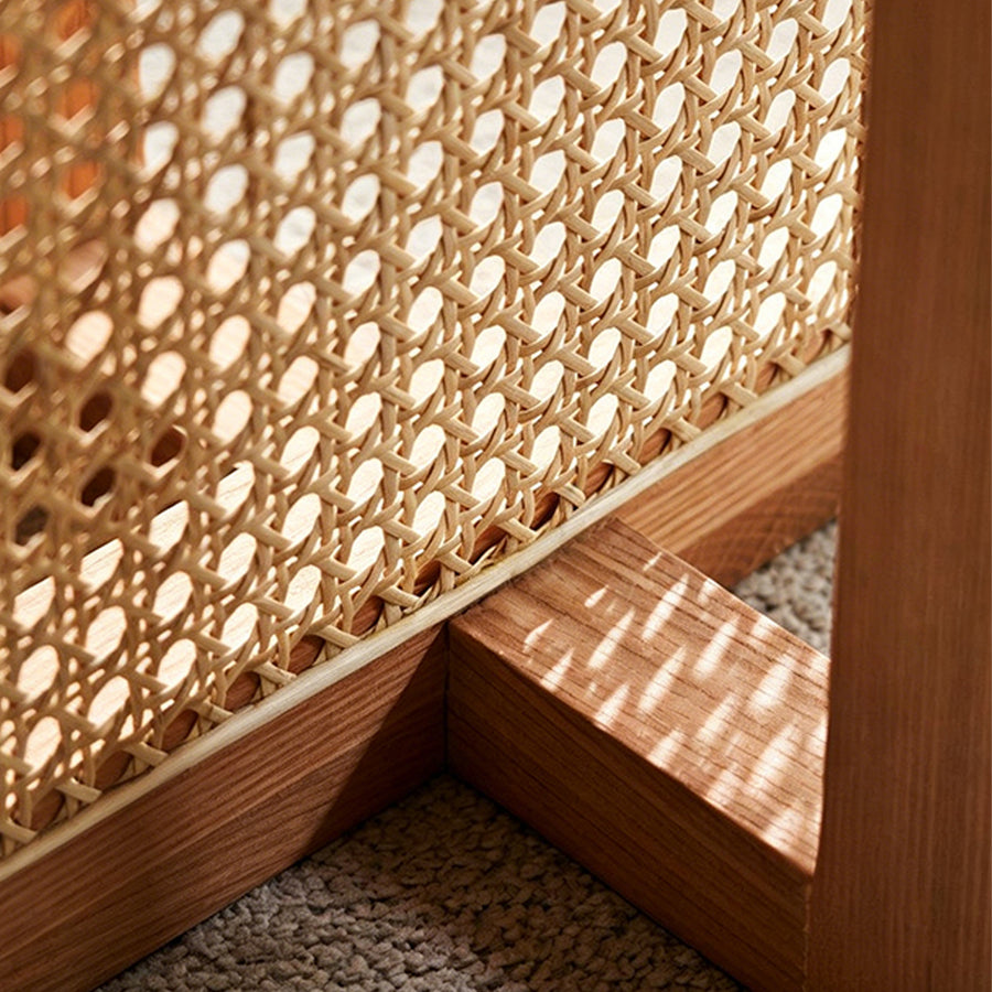 Leocadia Solid Wood Dining Table detail showing table finish and proportions