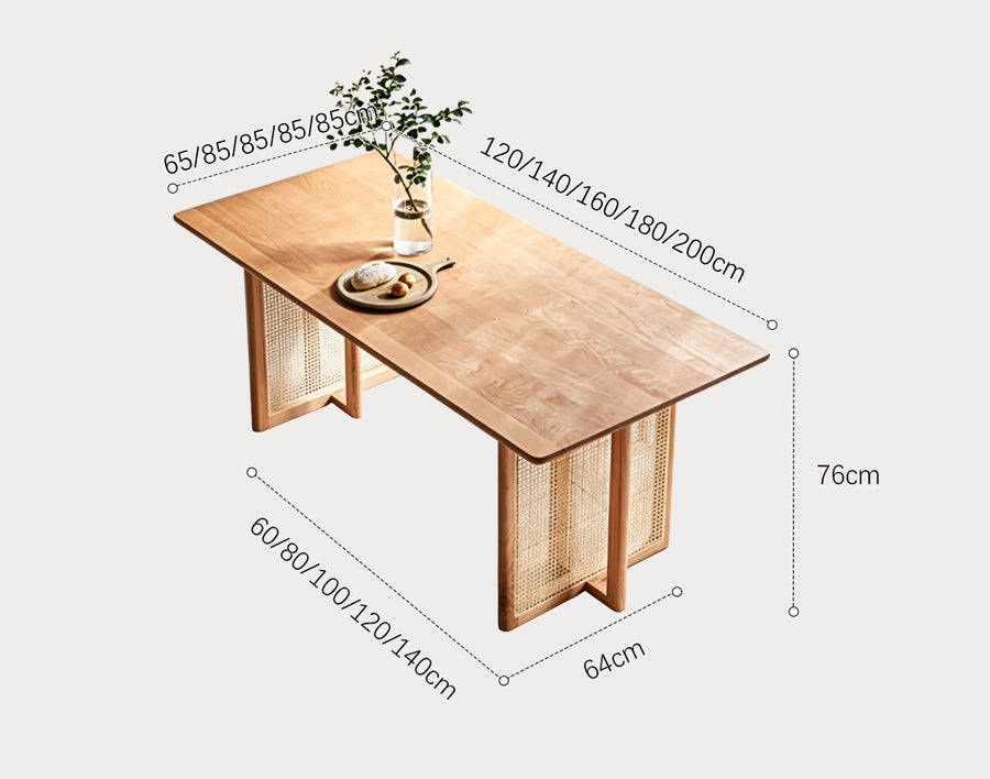 Leocadia Solid Wood Dining Table lifestyle view with rustic oak dining table