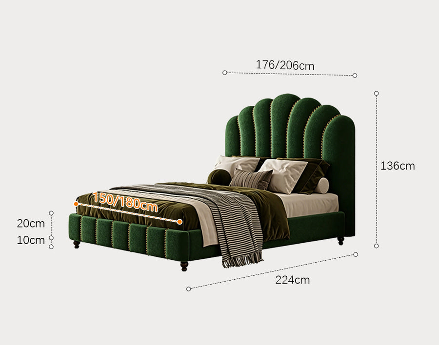 Leocadia King Size Bed, Super King Size Bed, Velvet