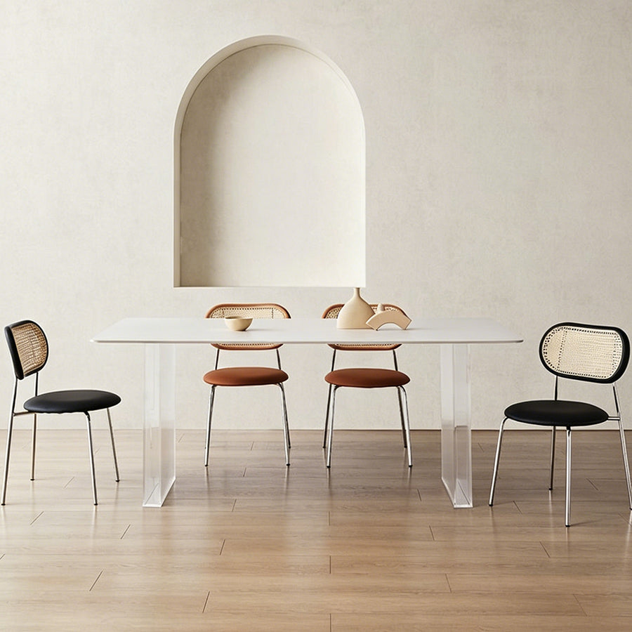 Leonie White Dining Table front view as a dining table uk