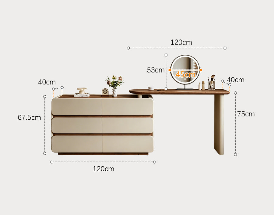 Lewis Dressing Table With Chest Of Drawers & Round Mirror, Solid Wood product image 15