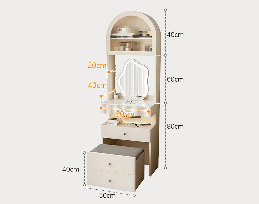 Lia Slimline Dressing Table, With USB Port, LED Mirror & Stool product image 12