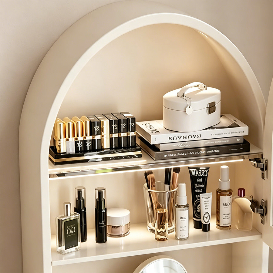 Lia Slimline Dressing Table, With USB Port, LED Mirror & Stool product image 8