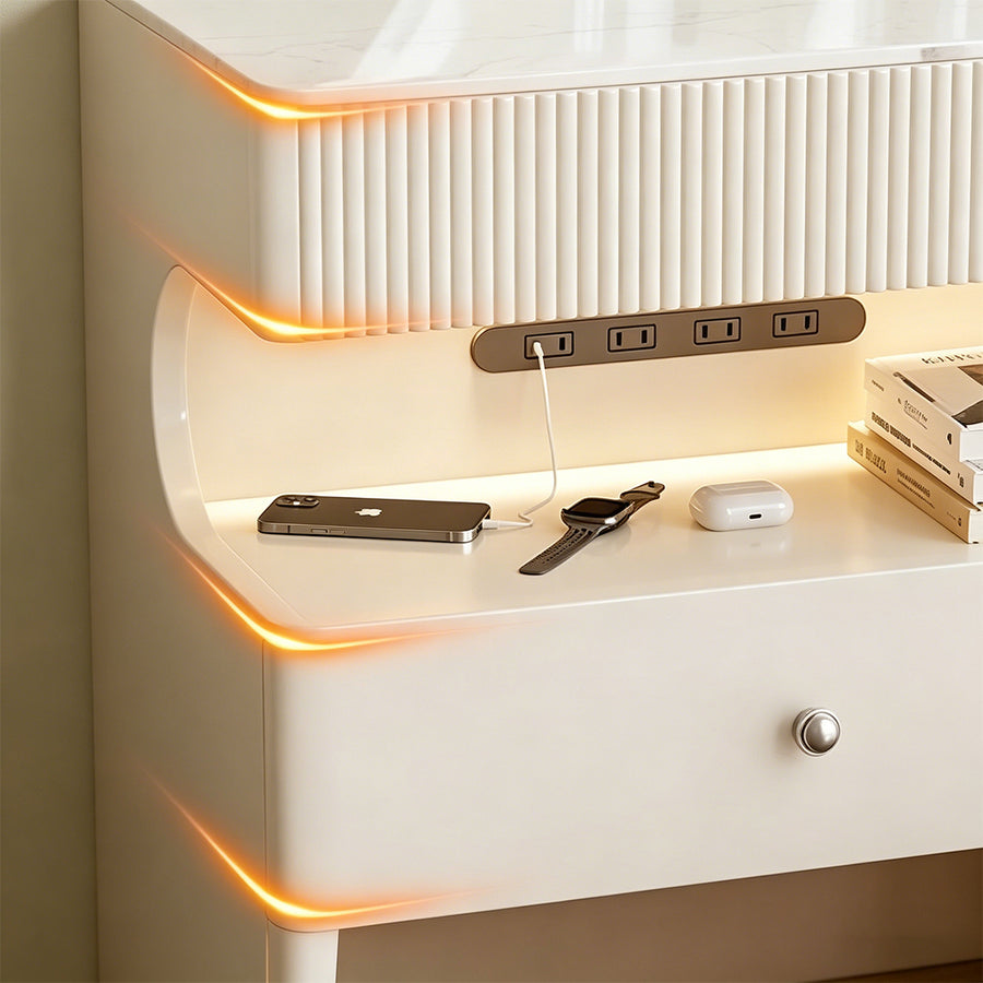Lia Slimline Dressing Table, With USB Port, LED Mirror & Stool product image 11