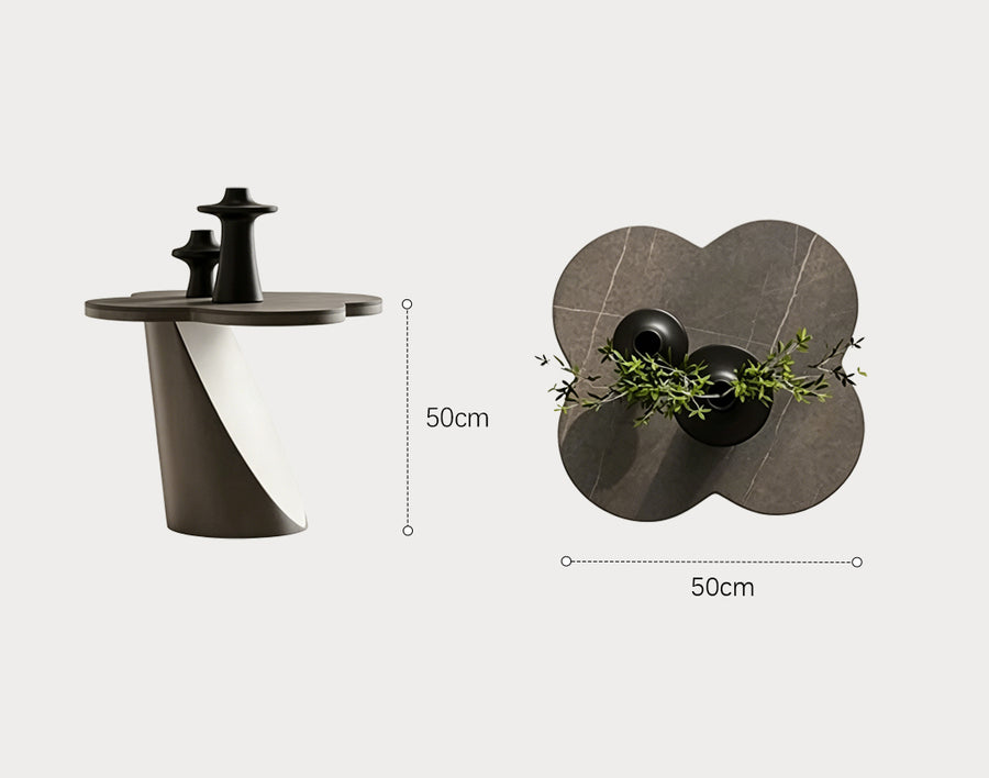 Lorna Side Table, Stainless Steel & Sintered Stone