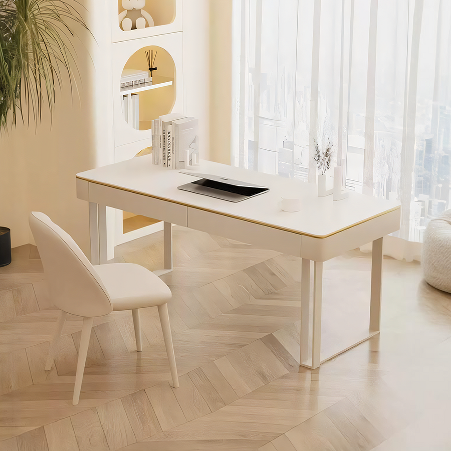 Lucien Office Desk, White - white office desk UK