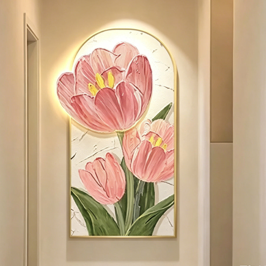 Luminous Tulip Mural Wall Art With Light