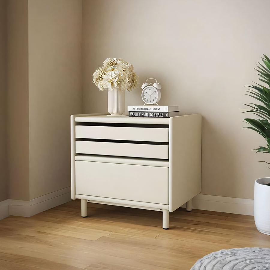 Luna Bedside Table Storage, Cream - luna bedside cream bedside table UK