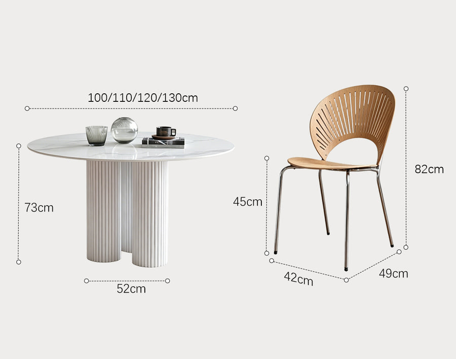 Madge Margaret Round Dining Table front view as a wooden dining table