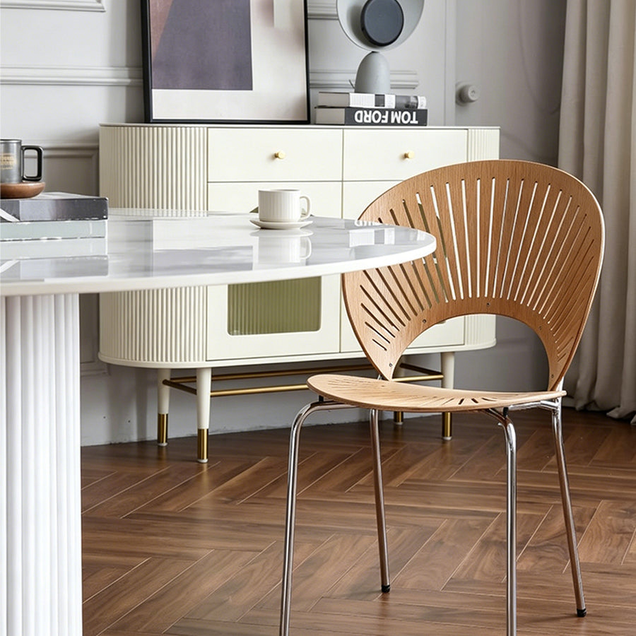 Madge Margaret Round Dining Table front view as a wooden dining table