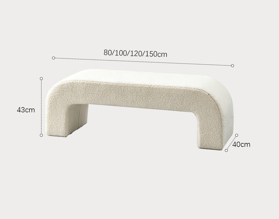Maxine Boucle Bench, White Boucle