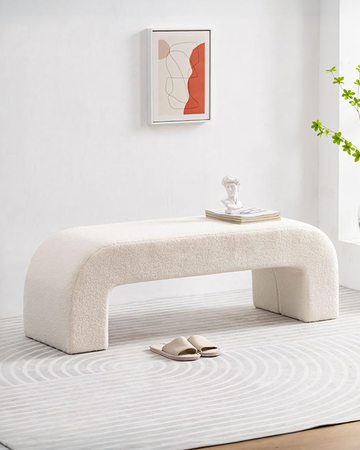Maxine Boucle Bench, White Boucle