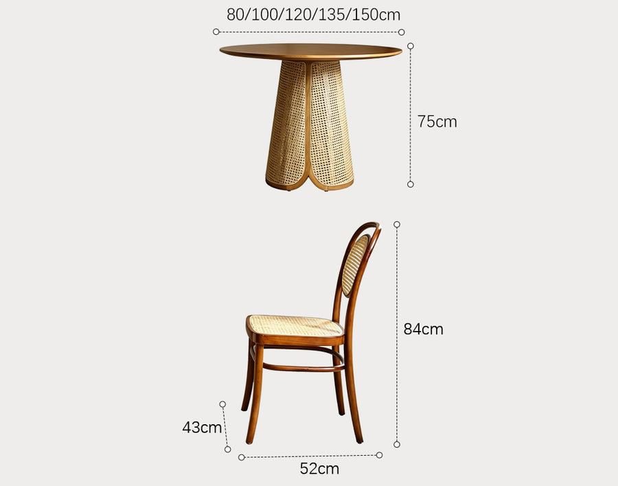 Maya Dining Table lifestyle view with round wood dining table for 4