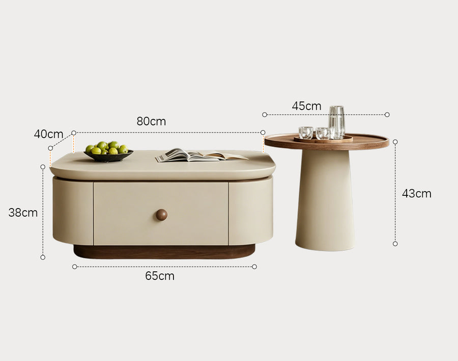 Meer Rectangle Coffee Table Set With Storage detail view for tan rectangular coffee table UK
