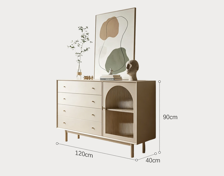 Meerveil Sideboard, One Glass Door With Four Drawers