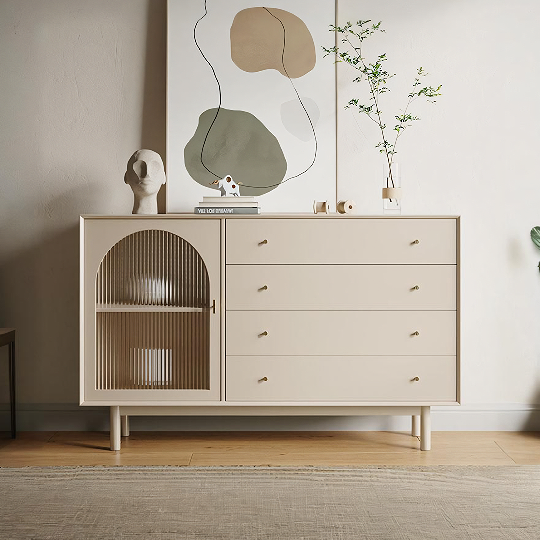 Meerveil Sideboard, One Glass Door With Four Drawers - glass sideboard UK