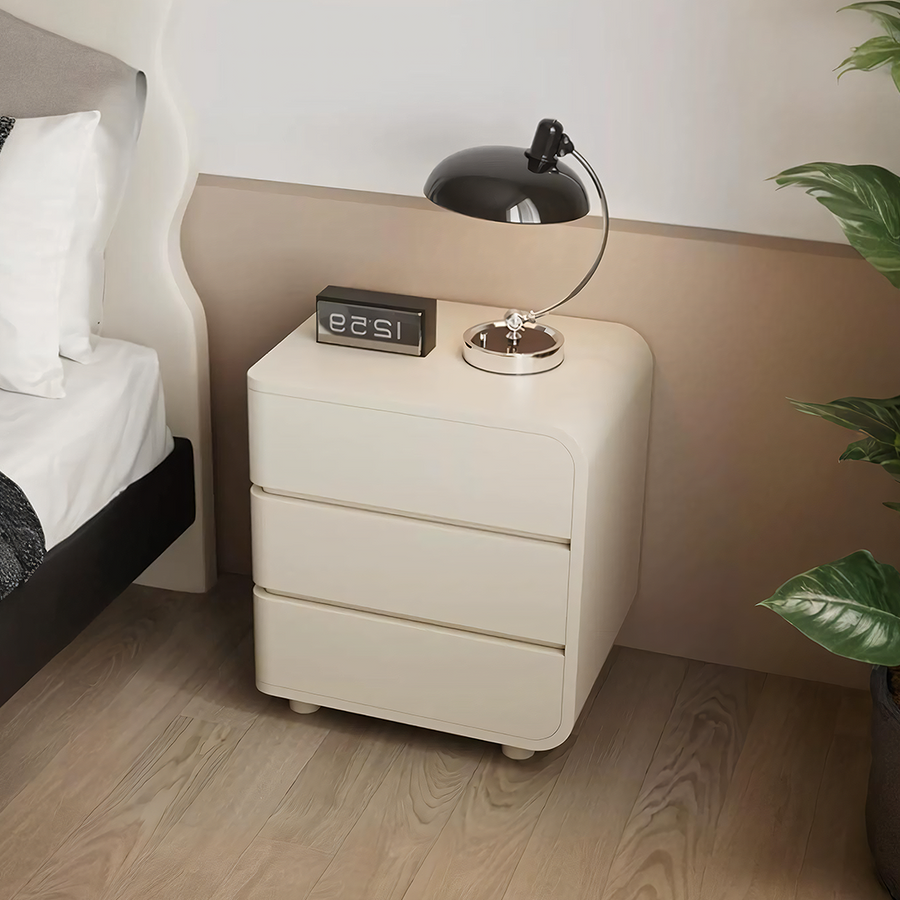 Meg Bedside Table, Cream - meg bedside cream bedside table UK