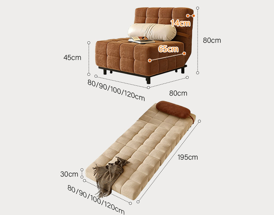Mendez Single Sofa Bed, Two Seater Sofa Bed, Corduroy sofa bed detail for modern UK homes