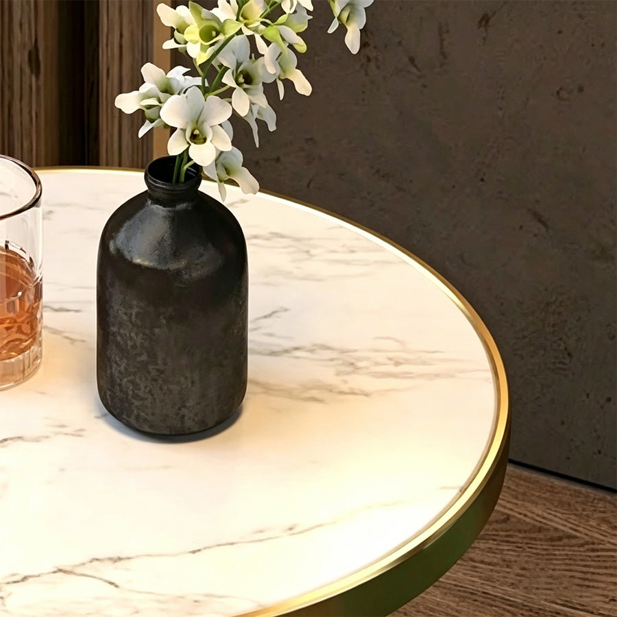 Modern Side Table, Black/ Gold