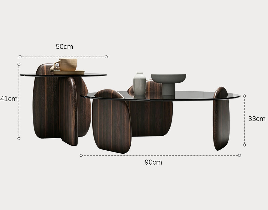 Modern Coffee Table set for Living Room, Dark Walnut Color