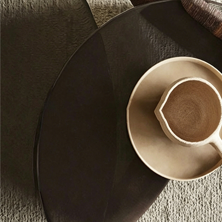 Modern Coffee Table set for Living Room, Dark Walnut Color