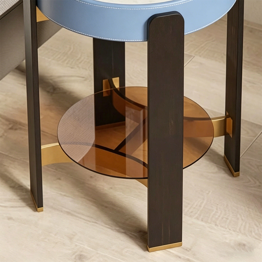 Moira Side Table, Sintered Stone & Rubber Wood
