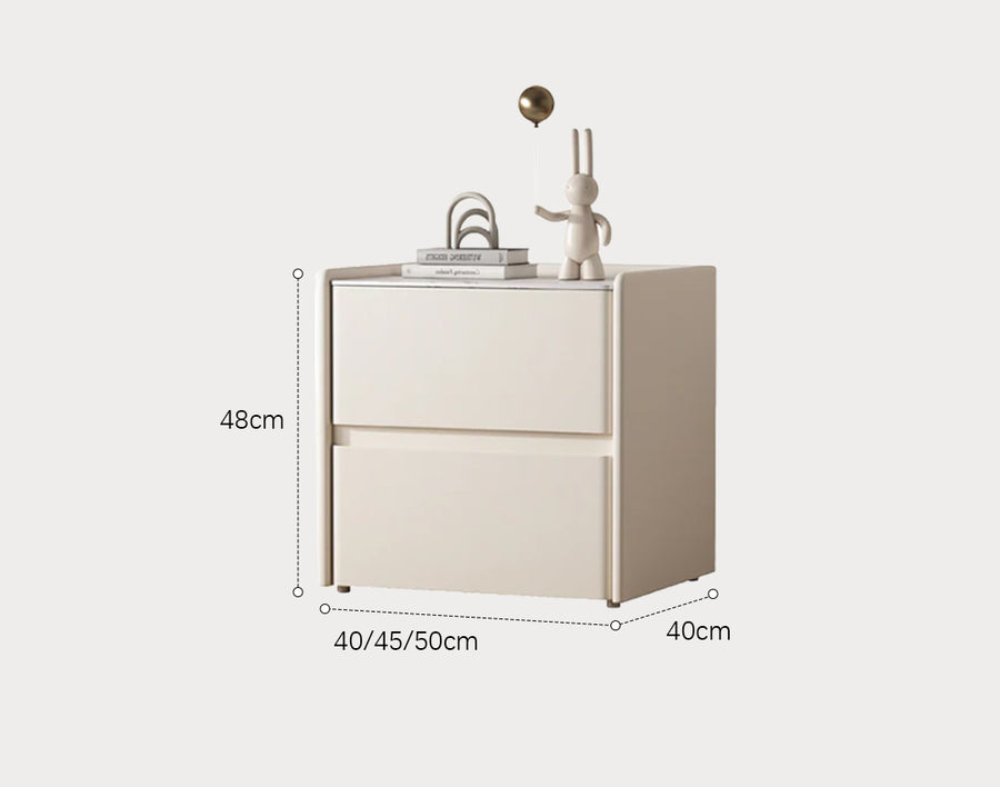 Mursi Bedside Table, Solid Wood, Cream