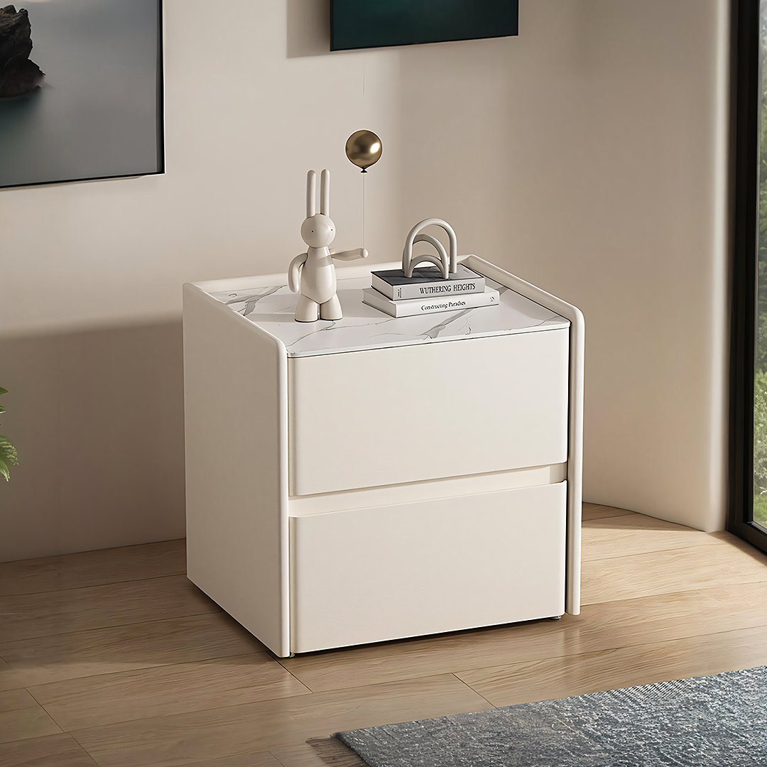 Mursi Bedside Table, Solid Wood, Cream-Rit Concept-Rit Concept