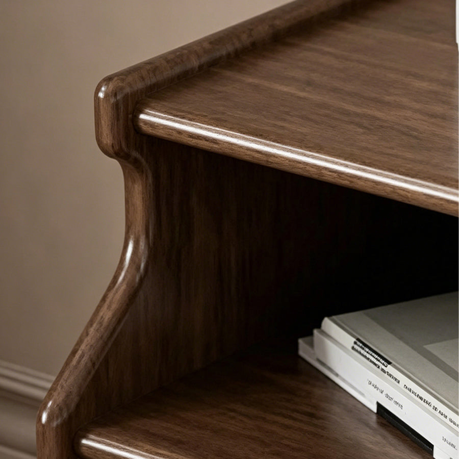 Nelson Bedside Table, Rubber Wood detail view for wooden bedside table UK