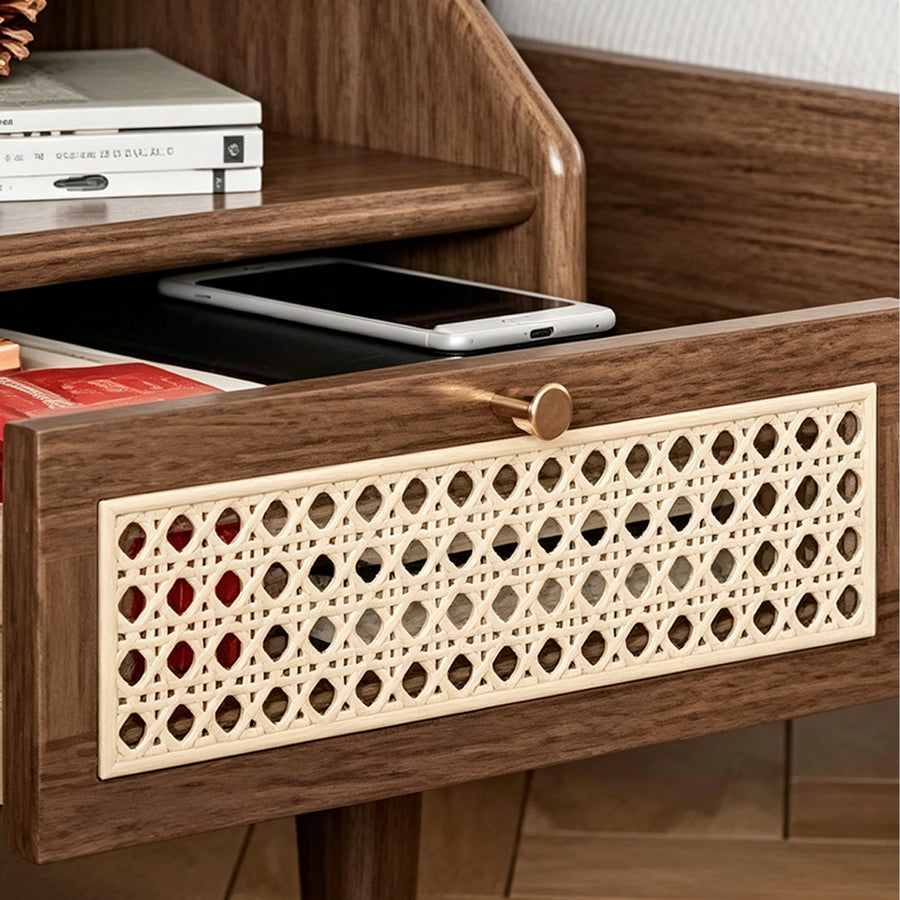 Nelson Bedside Table, Rubber Wood - wooden bedside table
