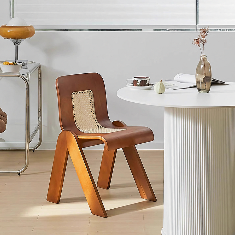 Nita Curved Rattan Dining Chair, Rubber Wood - nita curved rattan dining chair UK