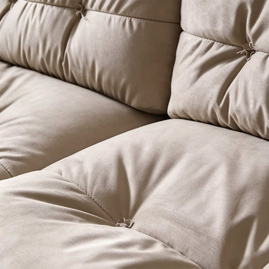 Norbert Two Seater, Three Seater, Four Seater Sofa, Suede side view and sofa proportion