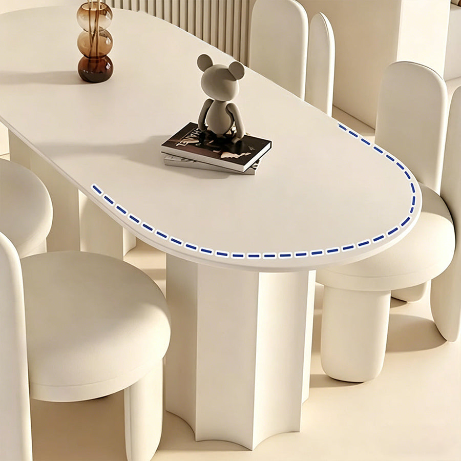 Nordic Style Dining Table Combination lifestyle view with white marble dining table and chairs