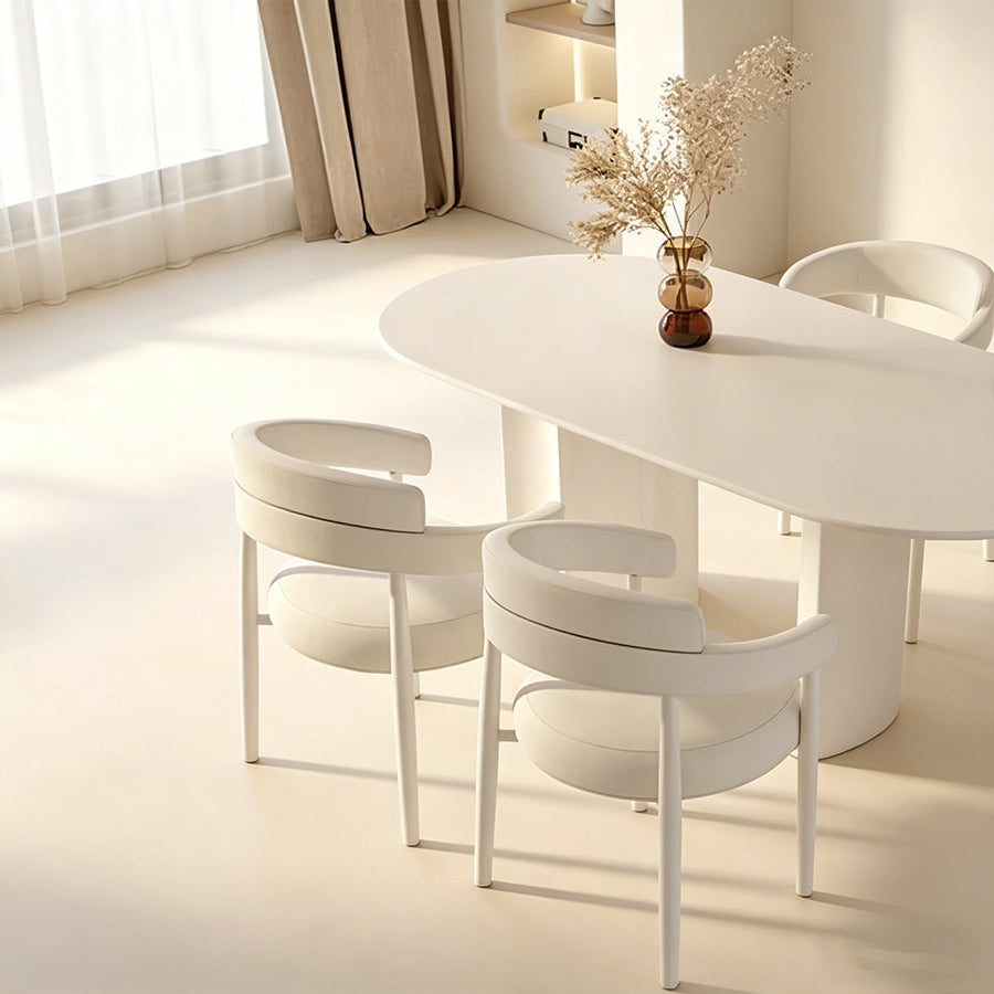 Nordic Style Dining Table Combination front view as a oak dining table