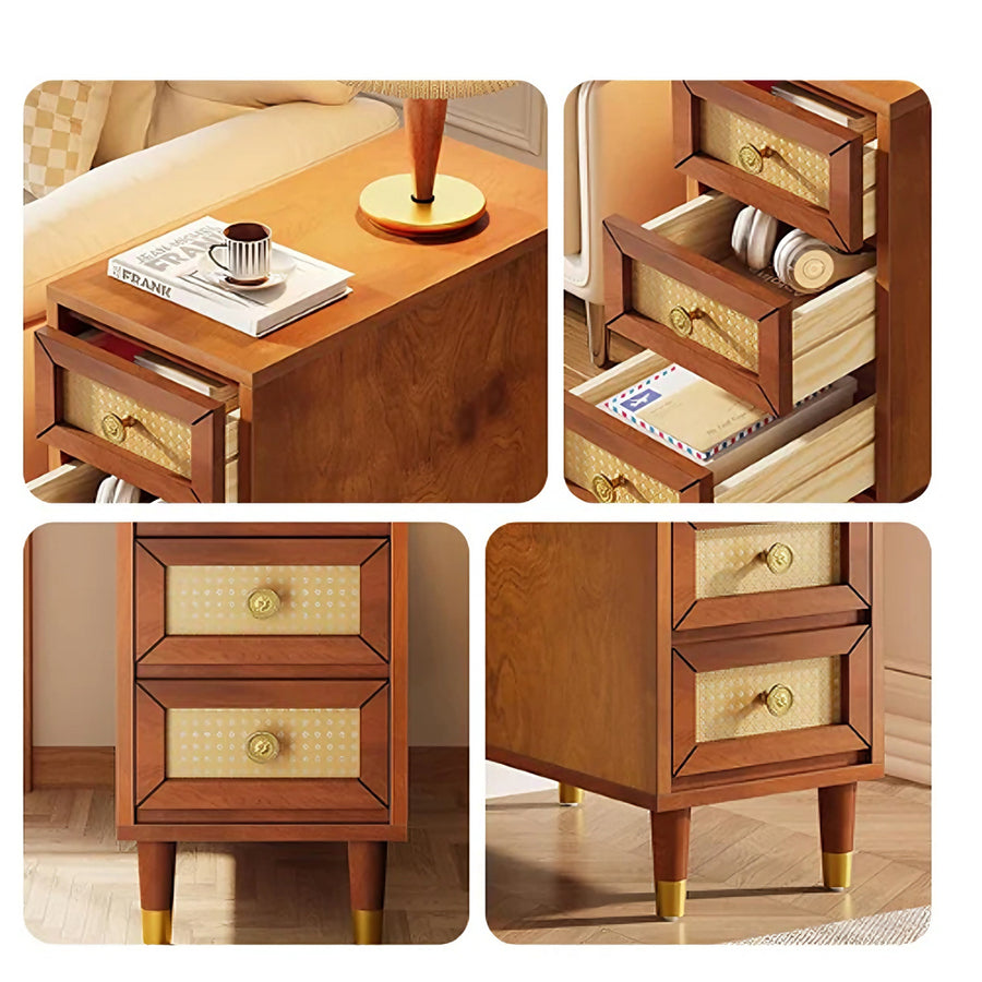 Oliver Rattan Side Table，Bedside Table, Solid Wood