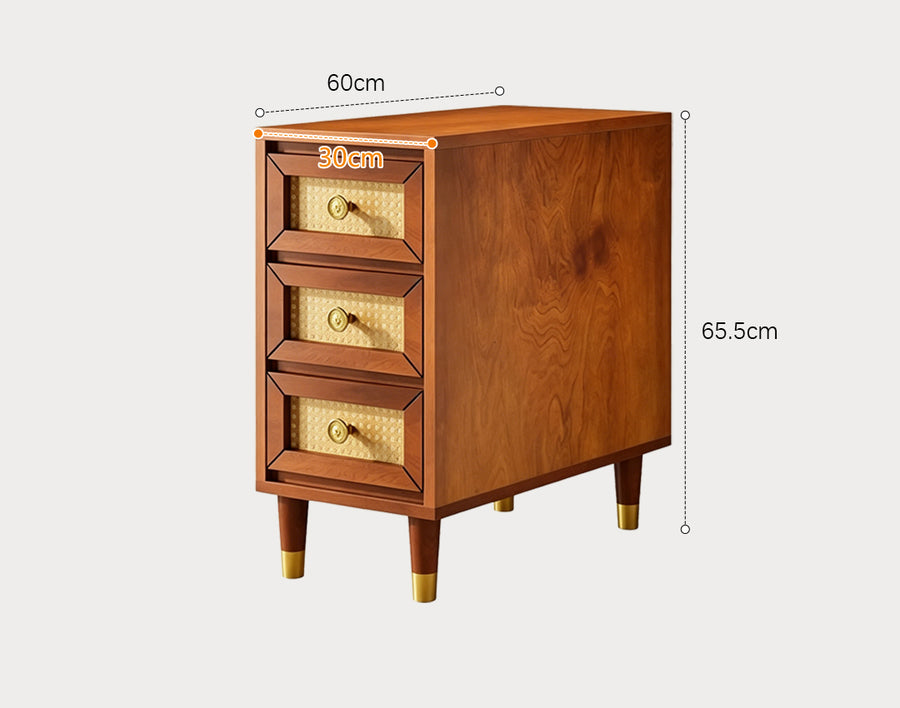 Oliver Rattan Side Table，Bedside Table, Solid Wood